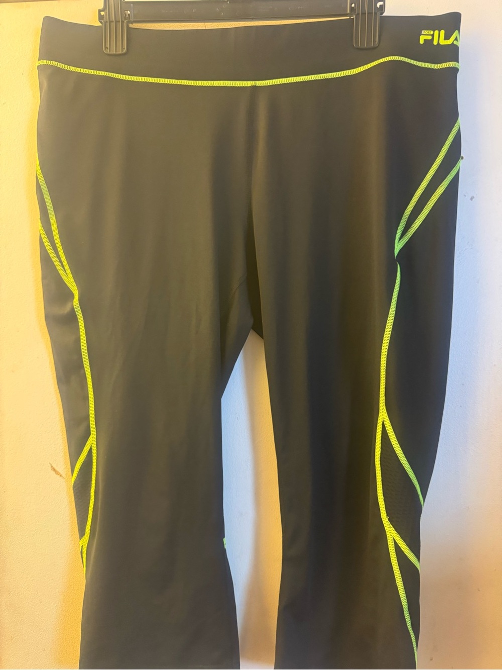 Fila Black Leggings with Neon Yellow Accents
